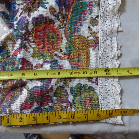 QUIRKY GOTH BOHO COWGIRL CROPPED CAMI MULTI PEACOCK SEQUINS LINED LACE ZIP M L - Picture 11 of 11